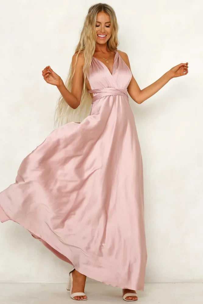 Deep V Satin Dress