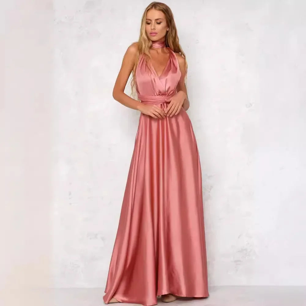Deep V Satin Dress
