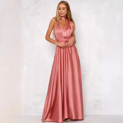 Deep V Satin Dress