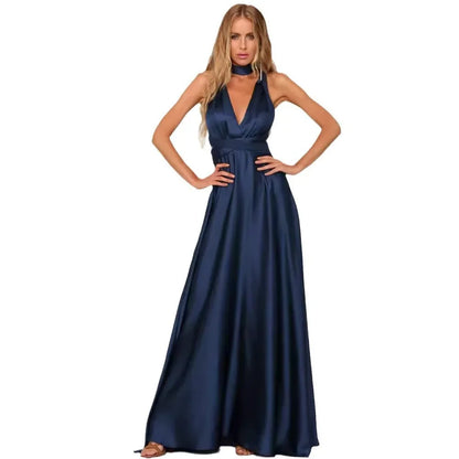 Deep V Satin Dress
