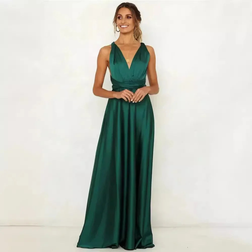 Deep V Satin Dress