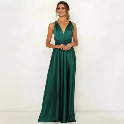 Deep V Satin Dress